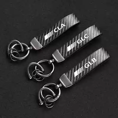 Leather KeyChain Carbon Fiber Mercedes Benz A C E CLA CLS GLA GLB GLC GLE GLS • $24.99