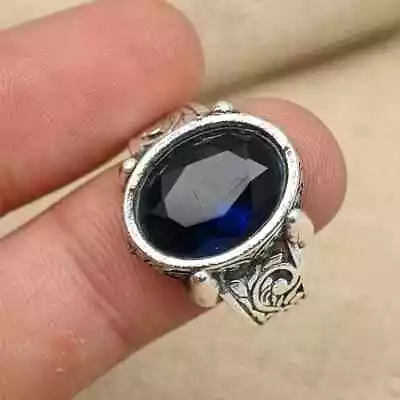 Favorite Blue Sapphire Handmade 925 Sterling Silver Men's Ring All Size D178 • $16.09