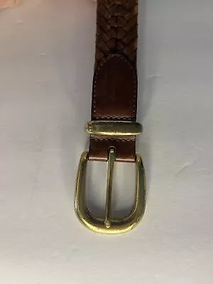 Coach Braided Brown Leather Belt #5922 Brass Buckle Unisex Size 36 Mens • $45