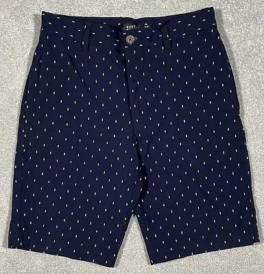 BURTON MENSWEAR Means Tailored Chino Style Shorts Navy White Design Size W28” • £6.49