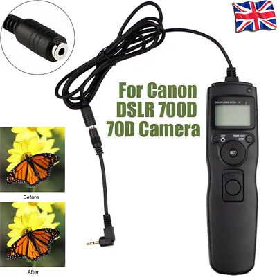 Remote Timer Shutter Time Lapse Intervalometer For Canon DSLR 700D 70D Camera • £16.99