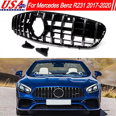 For 2017-2021 Mercedes Benz R231 SL450 GT Front Bumper Upper Grille Chrome+Black • $132.99