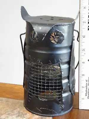 FOLK ART Metal OWL BIRD Candle Holder HANGING LANTERN Homemade HALLOWEEN • $20.84