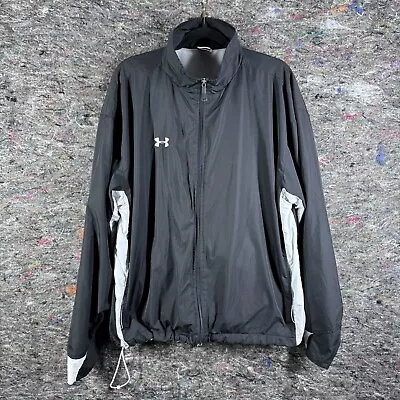 Under Armour Jacket Mens XL Windbreaker Full Zip Mesh Lined Black White Athletic • $24.99