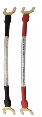 2x 10cm QED Jumper Links Silver Anniversary XT Speaker Cable 24k G/Plated Spades • £7.45