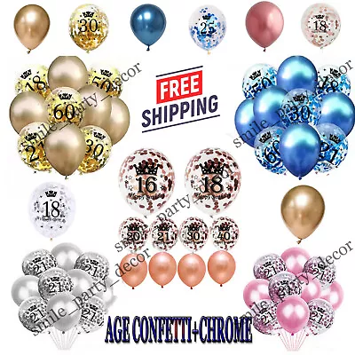 Rose Gold Happy Birthday Balloons Foil Number 16th 18th 21st Age Decorations • £2.99