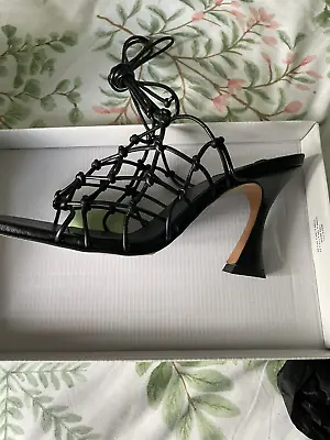 Topshop Rafi Caged Heels Sandals Size 7 Black BNIB • £8