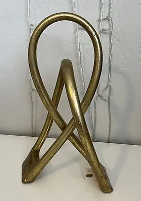 Continuous Loop Modern Abstract Art Gold Tone Metal Infinity Knot Sculpture • $25