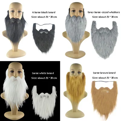 DIY Fancy Dress Fake Beard Long Fluff Beards Cosplay Costume Props Simulation DR • £5.53