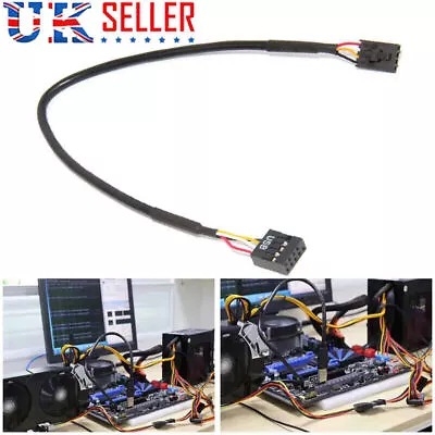 9 Pin Header 1 To 2 Splitter Port Motherboard USB Multiplier Extension Cable UK • £3.60