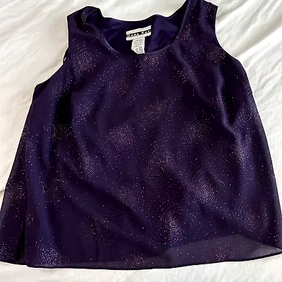 Dana Kay Shirt Womens 16w Purple Tank Top  Studded Spiral Shiny Lined Blouse • $13.50