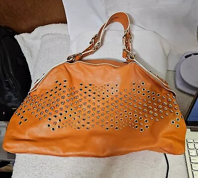 VIA SPIGA Orange Leather Satchel Handbag Purse • $28