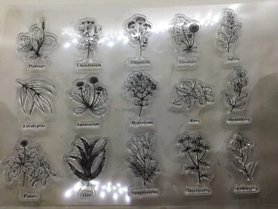 £3.55 • Buy 15 Botanical Floral Clear Stamps, For Junk Journal, Scrapbook, Ephemera, Craft