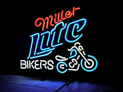 Miller Lite Bikers Vintage Style Neon Sign Glass Gift Artwork Bar Wall 24 X20  • $228.68