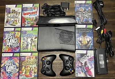 Microsoft XBOX 360 Console Bundle With KINECT  Black W/ 2 Controllers +9 Games • $119.99