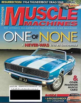 Hemmings Muscle Machines August 2008 Excellent Condition Mopar GM Ford AMC • $8.50