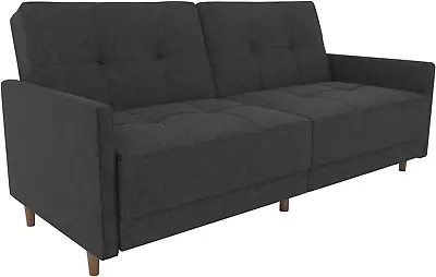 Sprung Seat Sofa Bed Wood Grey Linen UK Cheap • £528.86