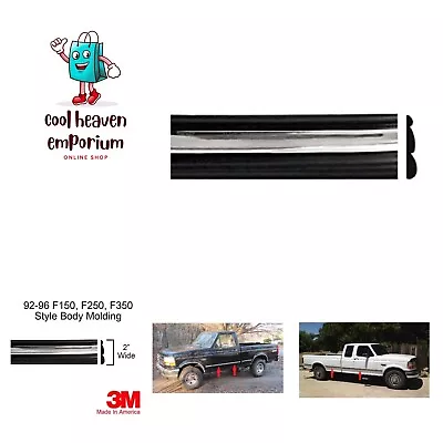 Black Chrome Side Body Trim Molding Replacement For 1992-1996 F150 F250 F35... • $150.99