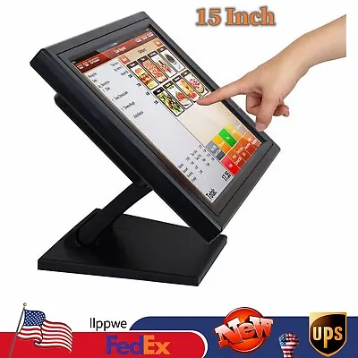 15 Inch LCD VGA Touch Screen Monitor USB Port Stand Restaurant Pub Retail New • $104.51