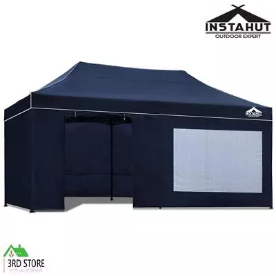 Instahut Gazebo Pop Up Marquee 3x6 Folding Tent Wedding Metal Gazebos Navy • $281.20