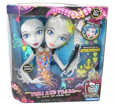 2016 Monster High Peri And Pearl 2 Headed Anti-Styling Head Doll 30+ Pc Set • $89