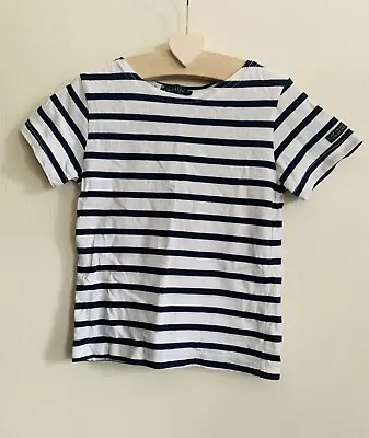 CAPTAIN CORSAIRE Blue White Striped S/S Cotton Breton T-Shirt Age 2 Unisex NEW • £9