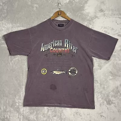 Vintage 90s American River Country Single Stitch Fishing T-Shirt - Mens Size L • $24.99