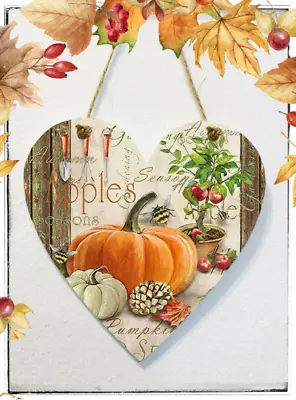 £7.55 • Buy Autumn Pumpkin Hanging Heart/ornament Sign Handmade Decoupage Home Decor Gift. 