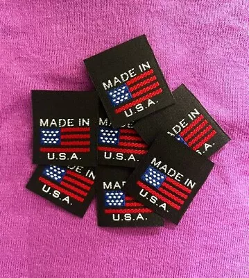 American Flag Made In USA Black Sewing Clothing Labels - 100pcs • $12.99