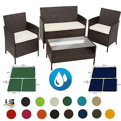 Replacement 3pc Cushions Set Rattan Garden Outdoor Furniture Chairs Patio Sofa • £30.95