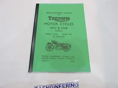 Triumph Speed Twin Tiger 100 3t Deluxe Parts List 1947-1948 Sj171 • $28.58