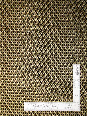 Music Gold G Clef Diagonal Printing Flaw Black Cotton Fabric Benartex 27  Length • $4.50