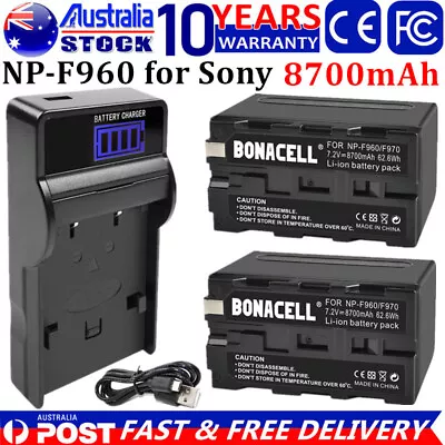 2x 8700mAh NP-F960 Battery & USB Charger For Sony NP-F930 NP-F950 NP-F970 F770 • $45.99