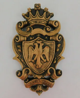 Shield Wall Plaque Eagle Fleur De Lis Decor Crown Gold Medieval Old World NEW • $37.95