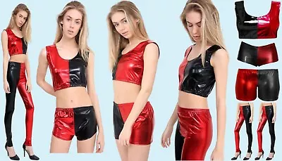 Ladies Harley Quinn Cosplay Suicide Squad Halloween Costume Top Pants Knicker • £8.99