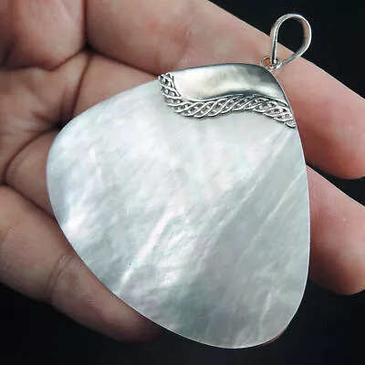 925 Sterling Silver Natural Mother Of Pearl Pendant Hand Made Jewellery MOPP-52 • $5.63