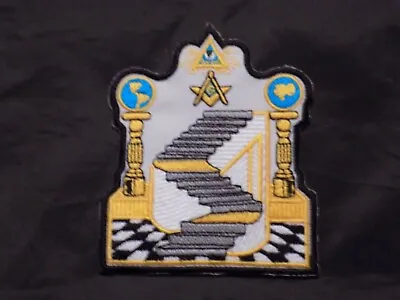 Masonic 4  Patch Iron Sew On 3*5*7 Stairway Pillars All Seeing Eye Master Mason • $7.95