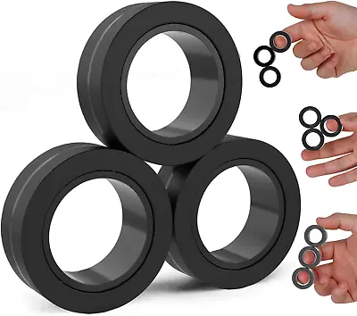 Magnetic Rings Black | Fidget Toys Adults | Magnetic Fidget Rings | Endless Hour • $10.75