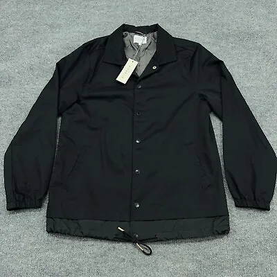 Five Four Abberton Jacket Mens L Large Black Snap Button Commuter Shacket NEW • $32.95