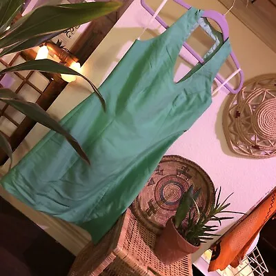 90s Vintage MODA International Green Silk Keyhole Halter Mini Dress X-Small Sz 2 • $30