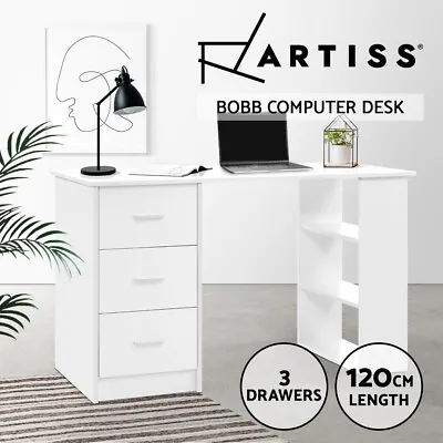 Artiss Computer Desk Drawer Shelf Home Office Study Table White 120CM • $129.95