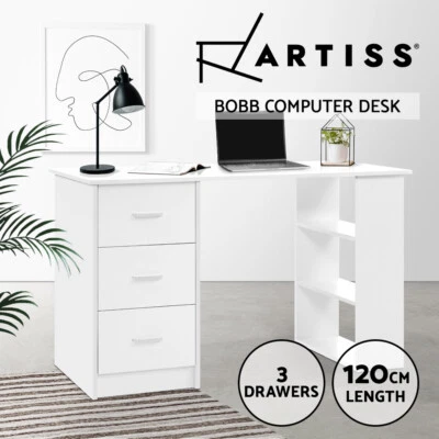$164.85 • Buy Artiss Computer Desk With Drawers Student Office Table Study Desks Shelf Storage