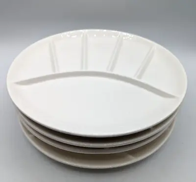 Vintage MCM Divided Fondue Sushi Plates Ceramic SET Of 4 White 6-section 9  • $34.95