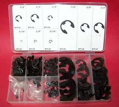 300 Pcs  E CLIP ASSORTMENT SET RETAINING CLIPS KIT E-RINGS SHAFT LOCK • $13.99