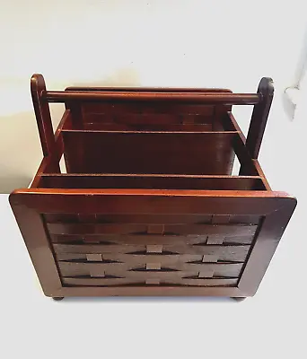 Vintage Midcentury Oversized Mahogany Wood Magazine Book LP Rack Stand • $129.99