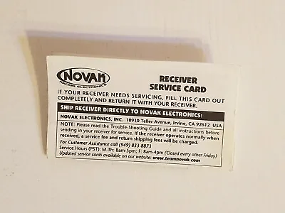 Vintage Novak Micro Receiver Service Card For R/C Cars -Ships Same Day- • $2.01