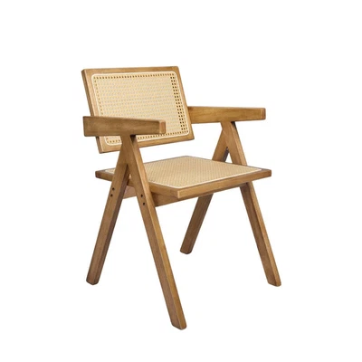 $159.95 • Buy Levede 1x Dining Chair Solid Wood Rattan Armchair Wicker Accent Lounge Chairs
