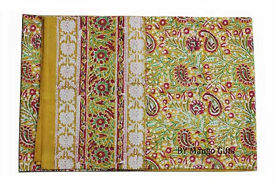 £49.66 • Buy Indian Hand Block Print Tablecloth With 6 Napkins 100%Cotton Floral 150*220 Cm