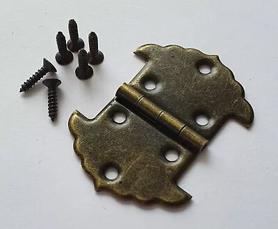 £3.35 • Buy 2x Brass Hinges Door Cabinet Wood Boxes Chest Furniture DIY Polished Hinge Screw