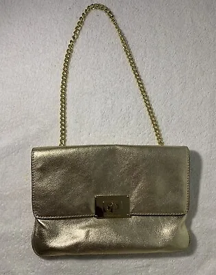 MICHAEL KORS Sloan Metallic Leather Clutch Gold Chain Strap Shoulder Bag • $9